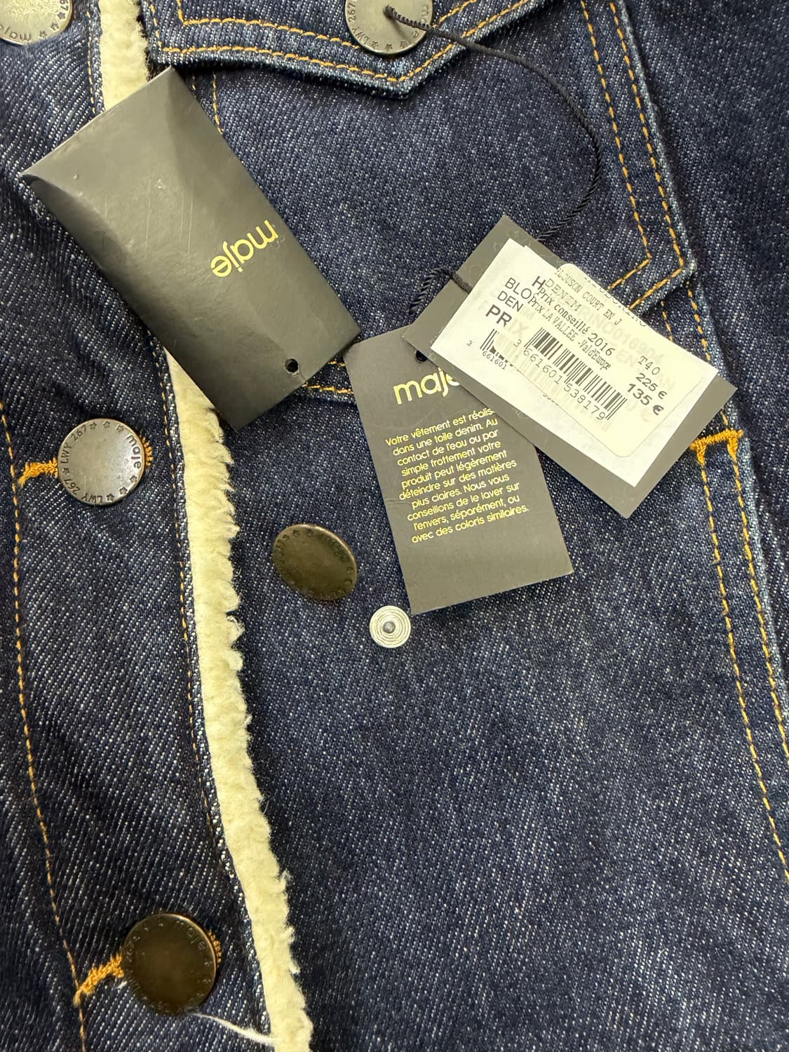 정품) 마쥬 여성 양털 데님 청자켓 40 상품이미지5