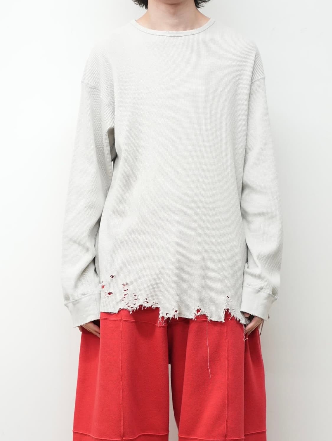 Ancellm 안셀름 DAMAGE WAFFLE CREW LST-SHIRT 상품이미지3