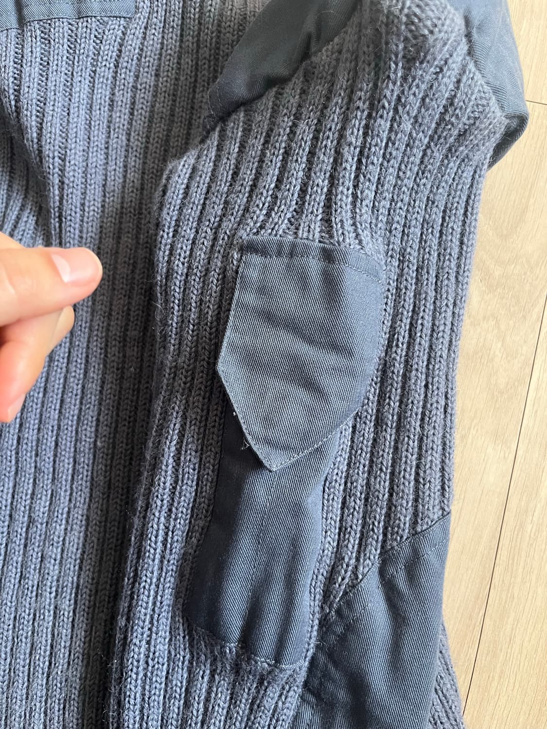 밀리터리 헤비 립 니트 블루 그레이 상품이미지4