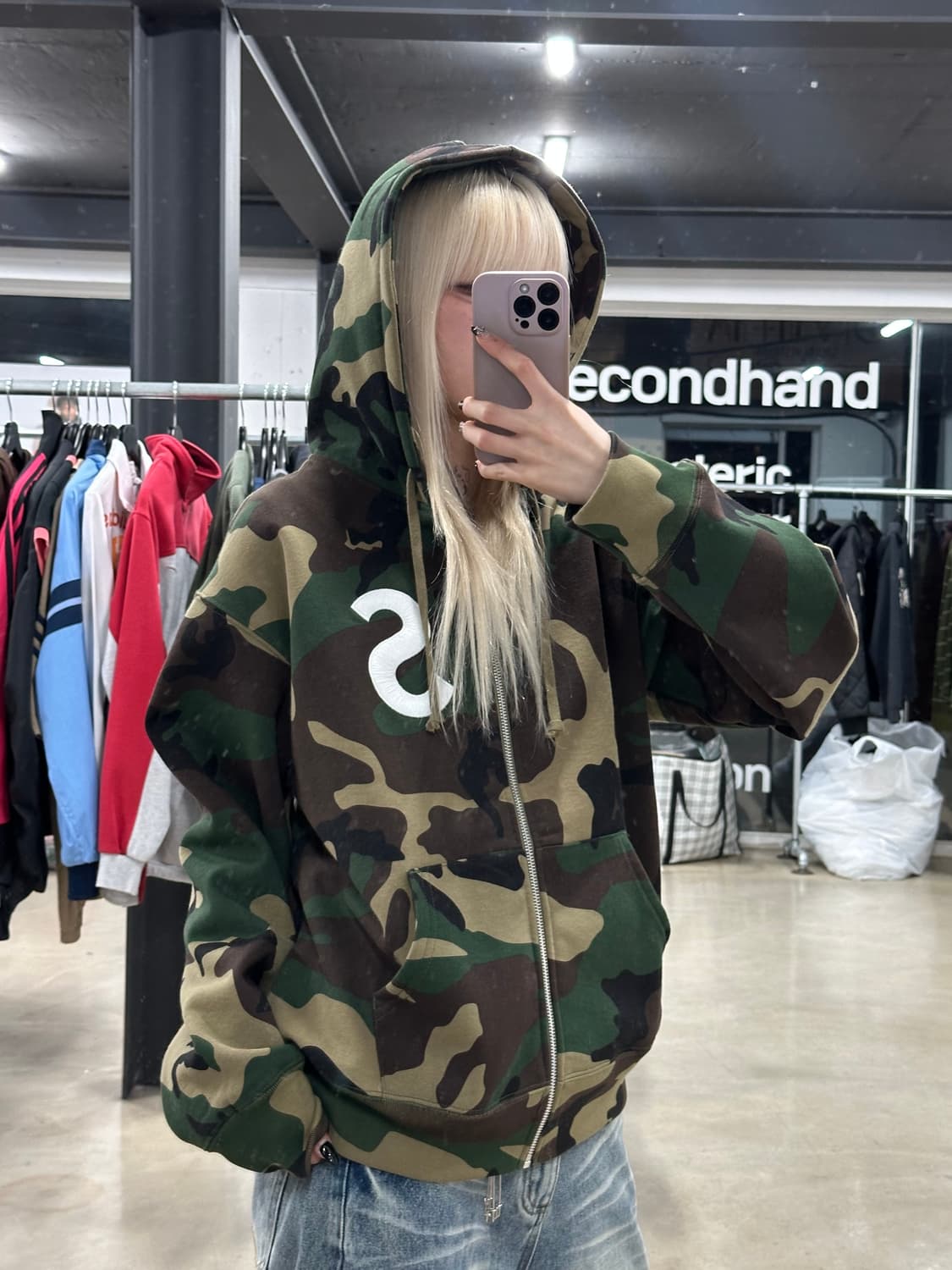 25 FW 슈프림 S 로고 집업 후드 스웨트셔츠 카모 상품이미지2