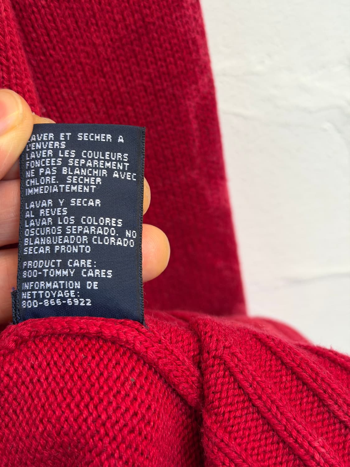 Tommy Hilfiger 레드 코튼 다잉 워시드 니트 스웨터 상품이미지4