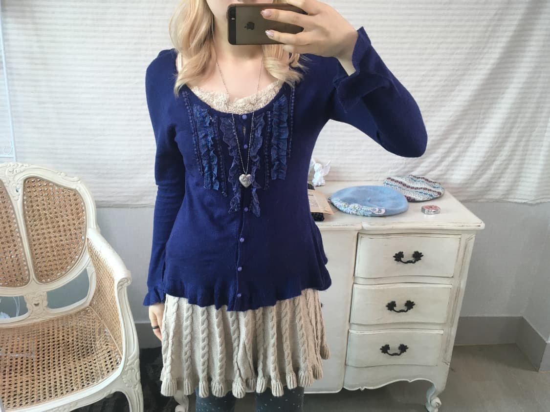 axes femme purple lace fur-collar ribbon 상품이미지1