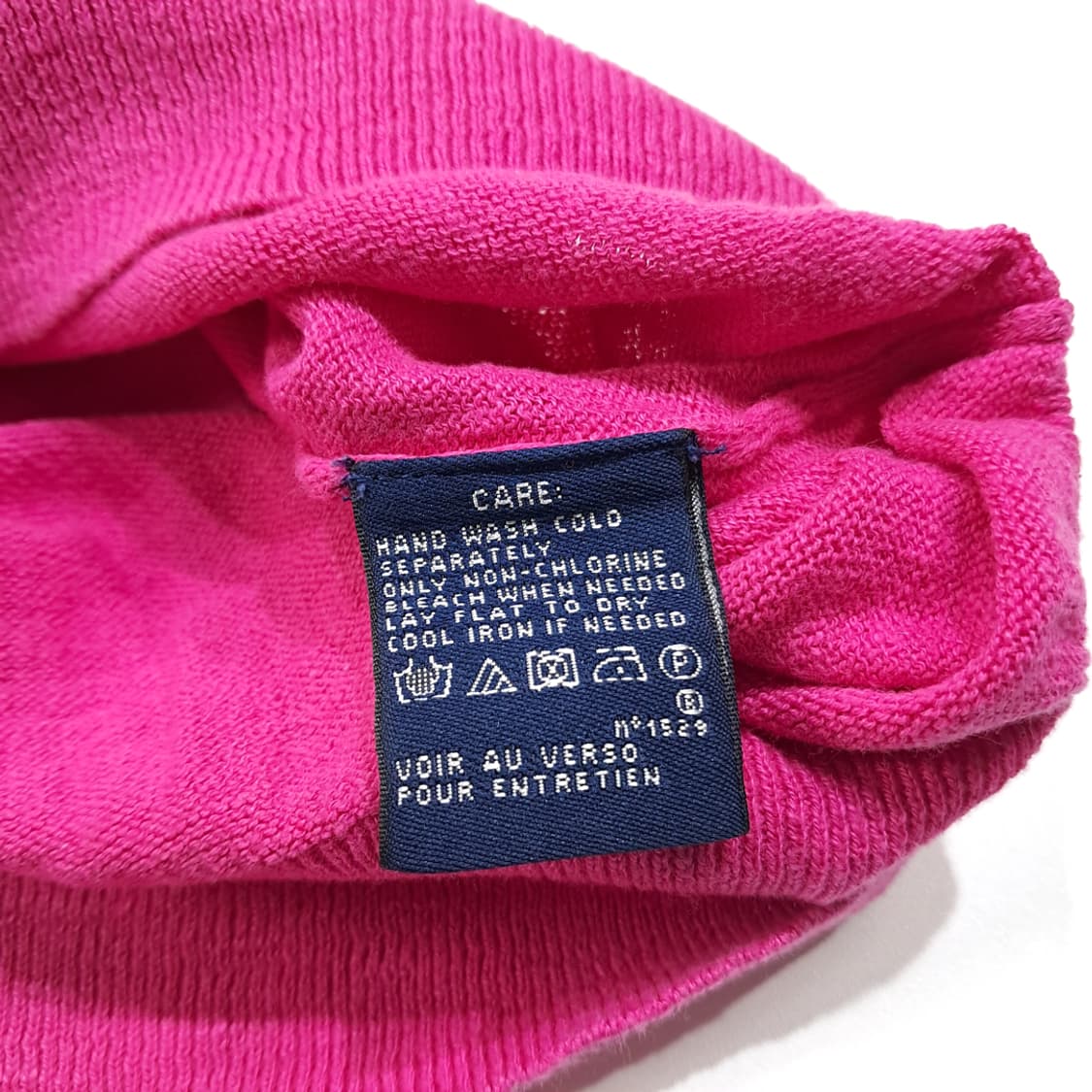 CL416 XL 폴로 90s 코튼린넨 브이넥 핑크포니 니트 스웨터 상품이미지5