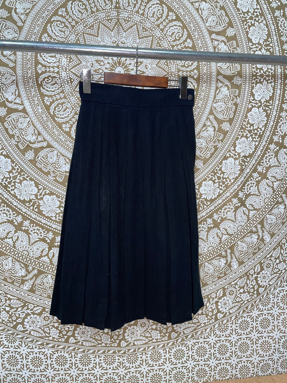 빈티지 블랙 모직 미디테니스스커트  상품이미지3