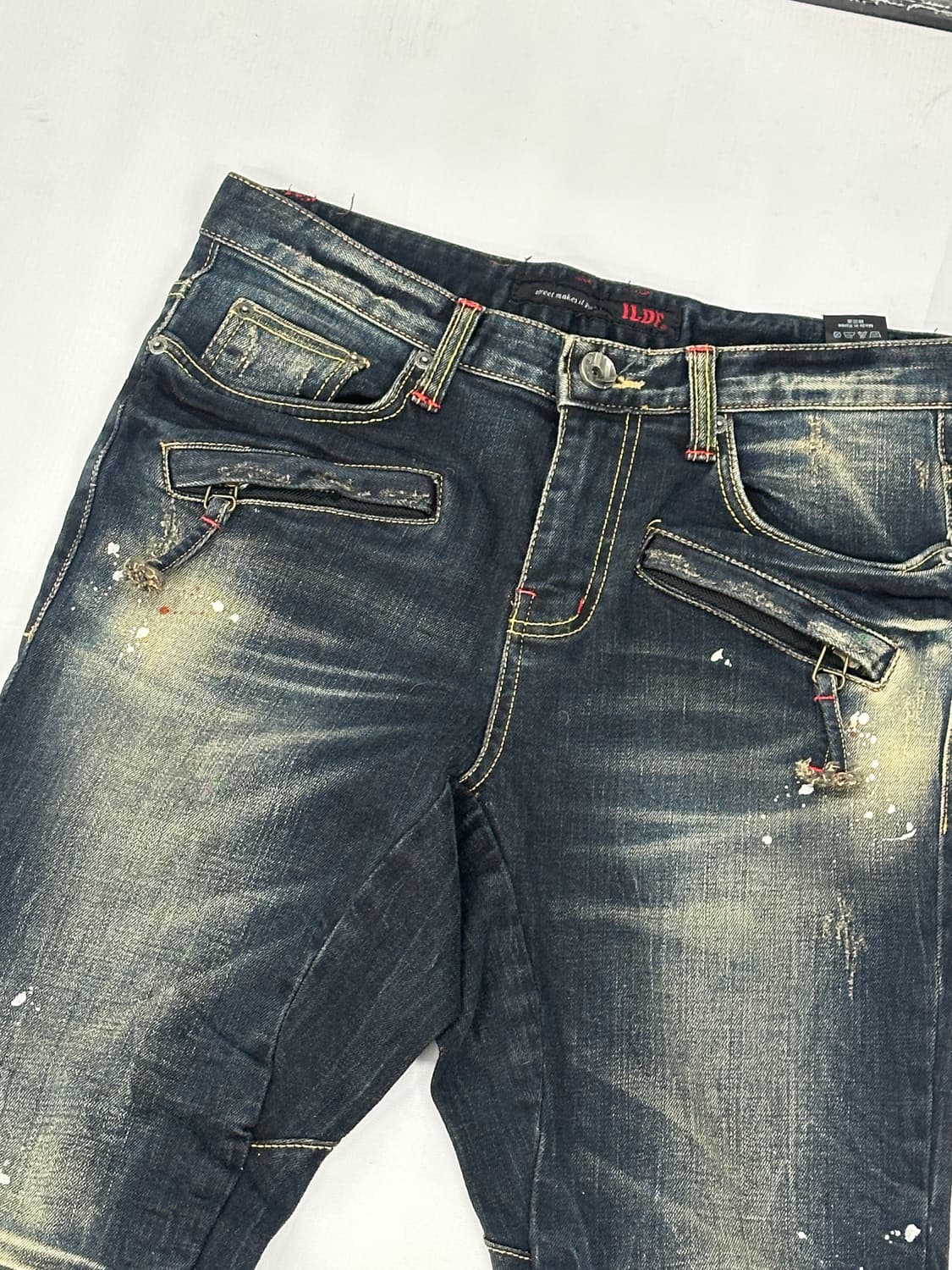 ILDF 워싱 재팬 빈티지 페인팅 일자핏 청 데님 팬츠 보헤미안 펑크 상품이미지4