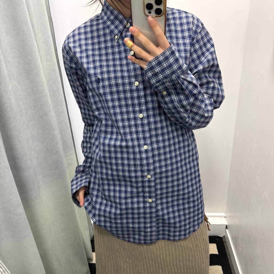 폴로 블루 체크 셔츠 상품이미지1