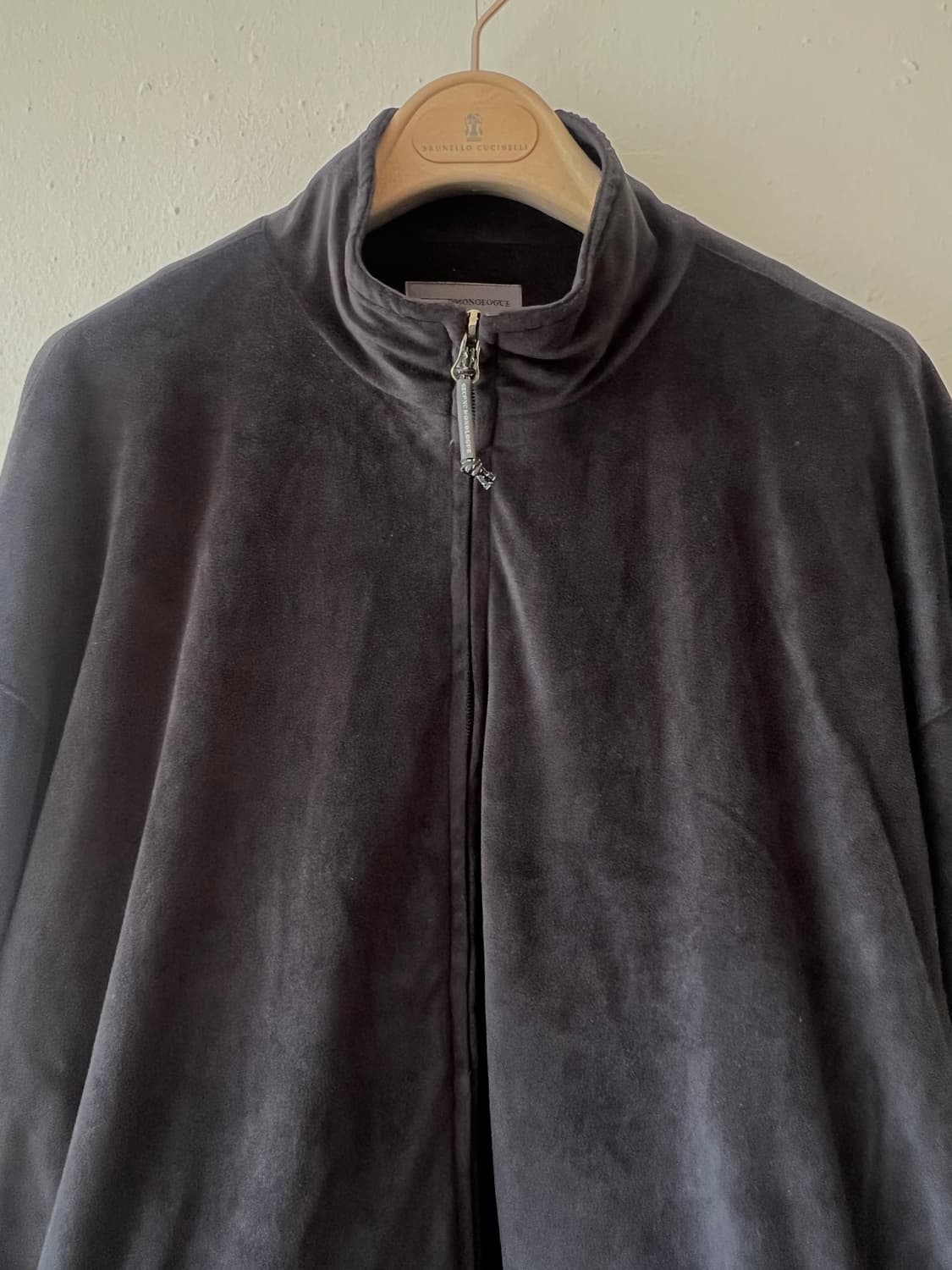 세컨모놀로그 남성 블랙 벨벳집업점퍼 트랙집업자켓 상품이미지1