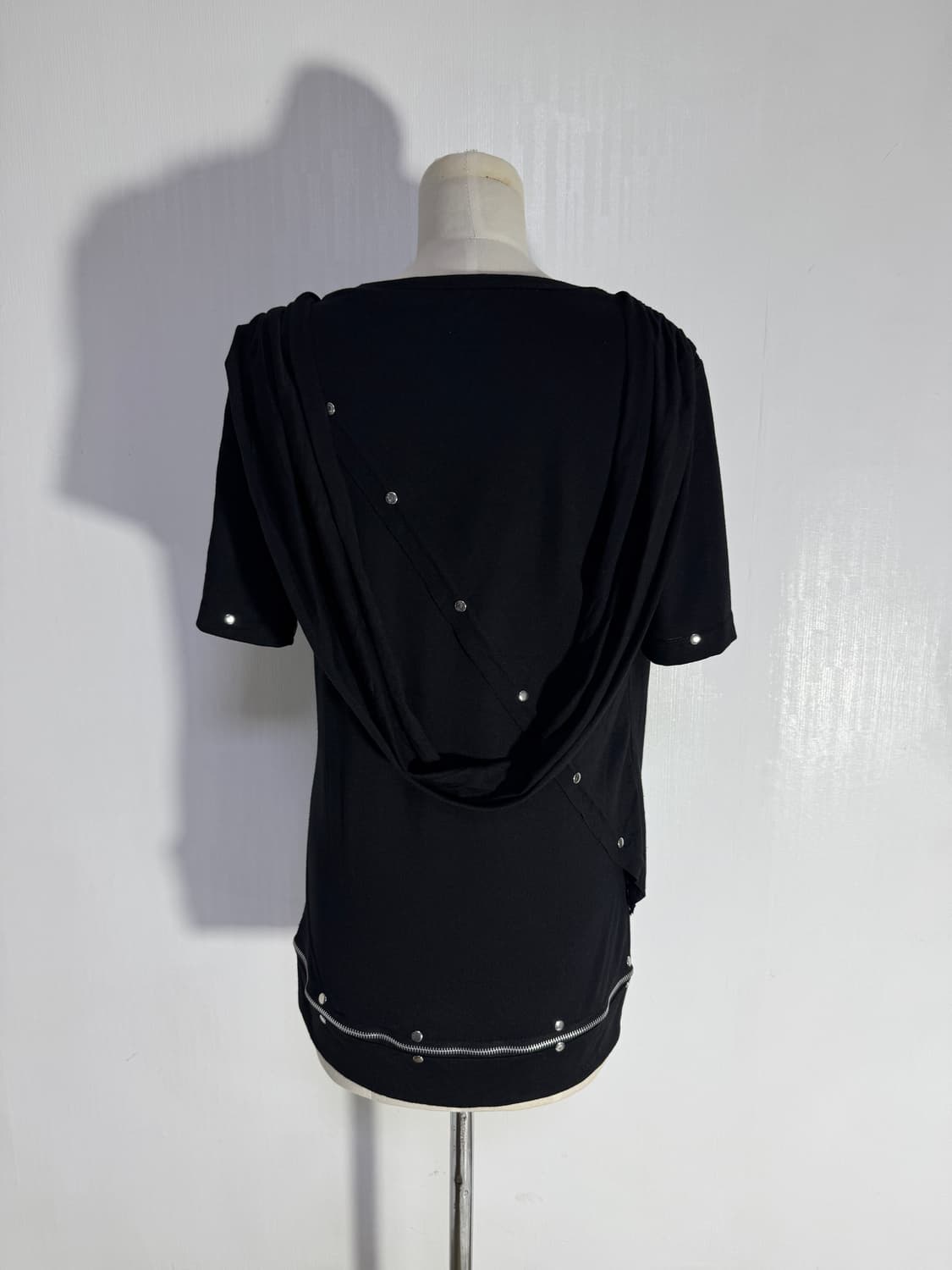 빈티지 스터드 장식 드레이프 스컬 탑 아방가르드 y2k 펑크 고스 상품이미지5