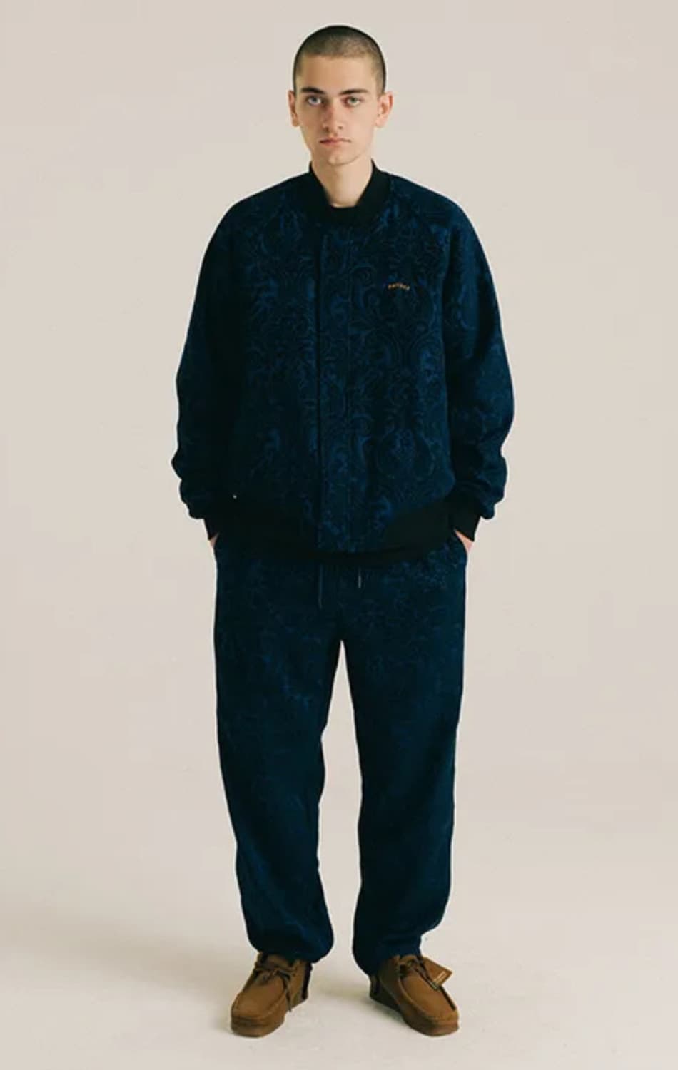 (M)위켄더스 플로럴 자카드 봄버 셋업 네이비 상품이미지2