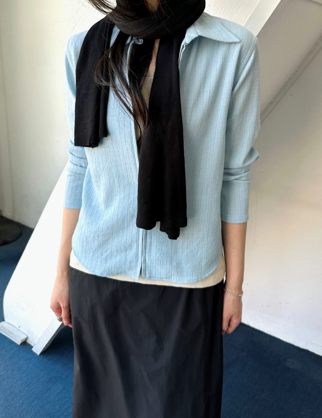 Design volume fabric zip easy shirket 상품이미지8