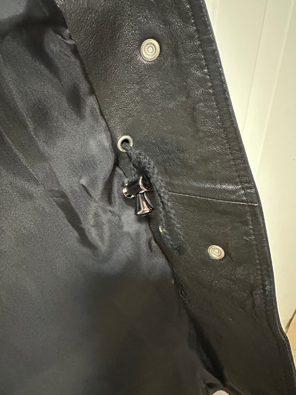 블랙 후드 가죽 자켓 새상품 M(55) 상품이미지6