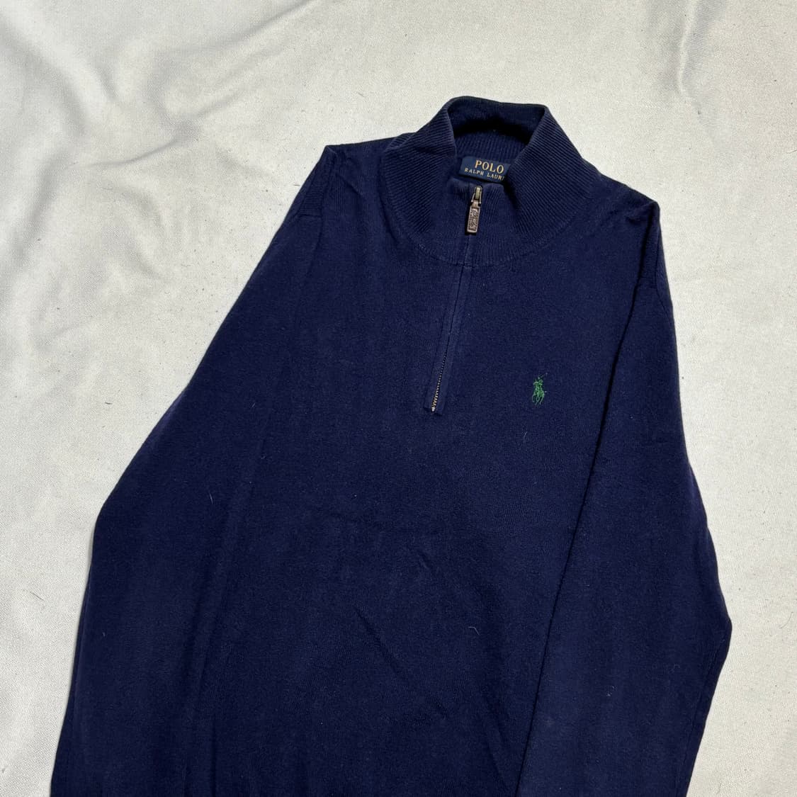 M 폴로랄프로렌 그린 포니 네이비 울 반집업 니트 상품이미지1