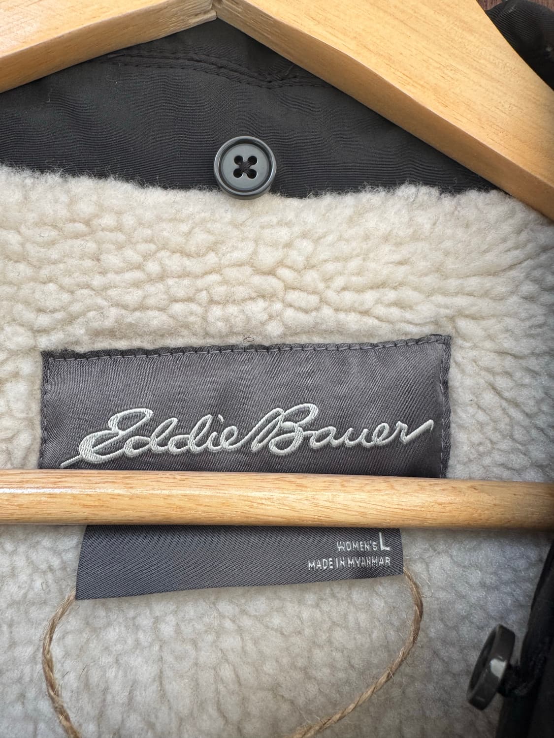 에디바우어 벨티드 카키 양모 롱 패딩 코트 자켓 L 상품이미지4