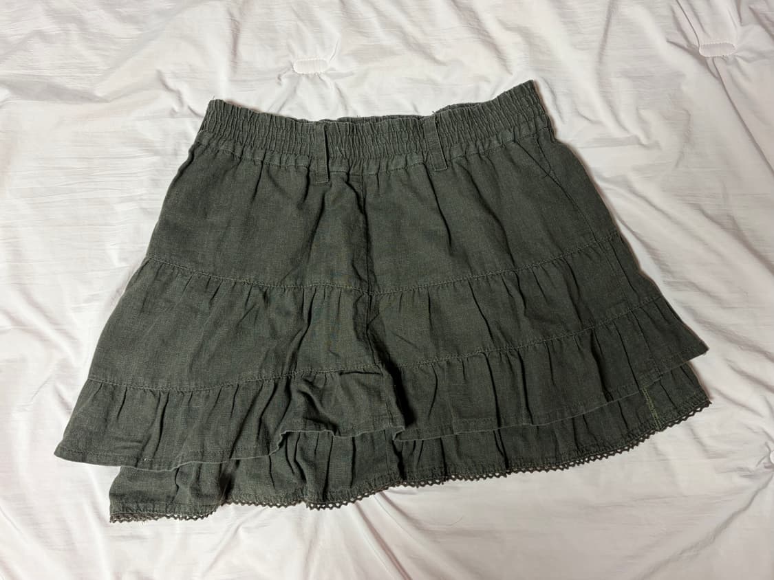 카키 러플 미니 스커트 상품이미지1