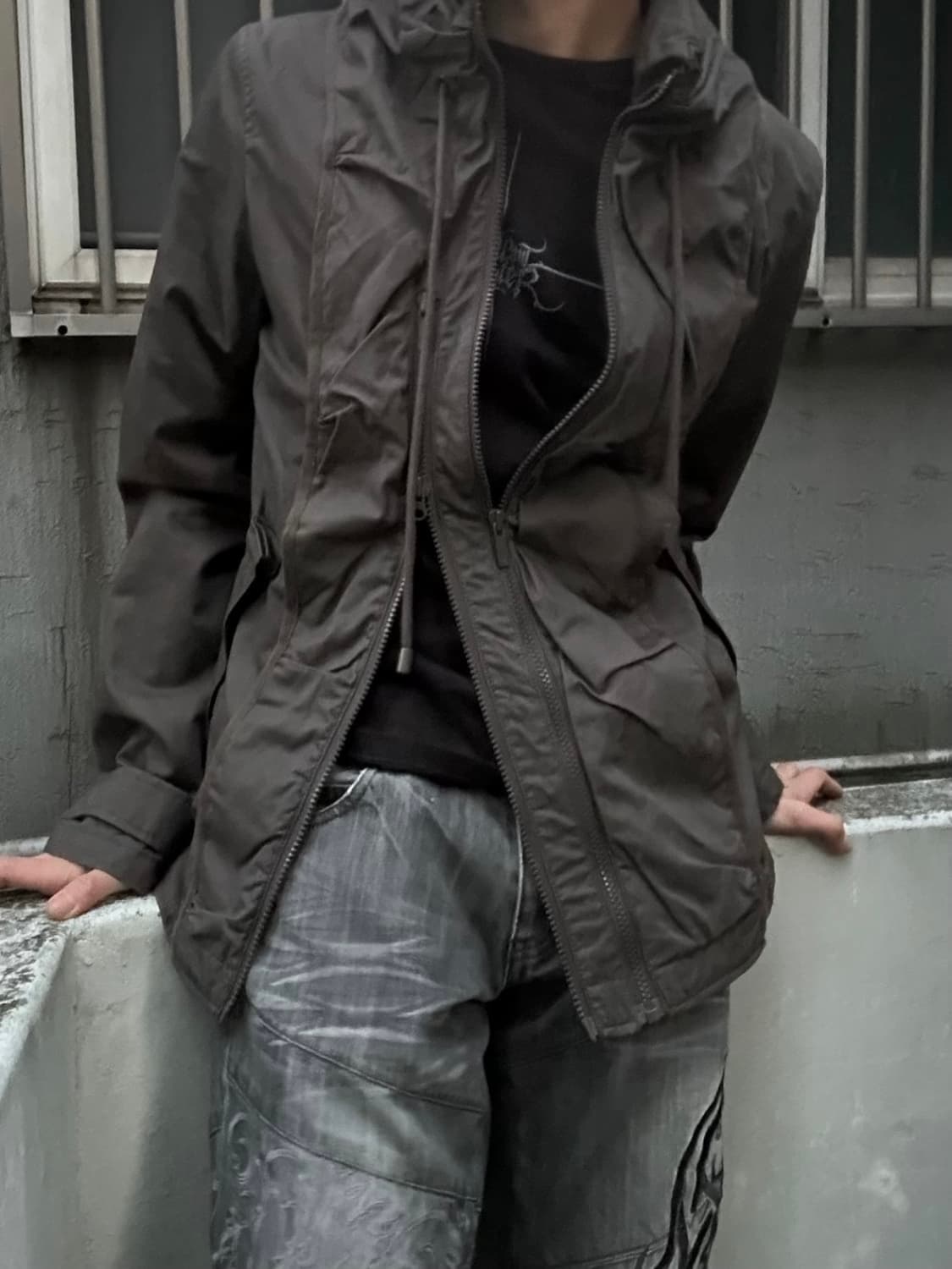 2000s codes combine 하이넥 멀티지퍼 야상 집업 상품이미지2