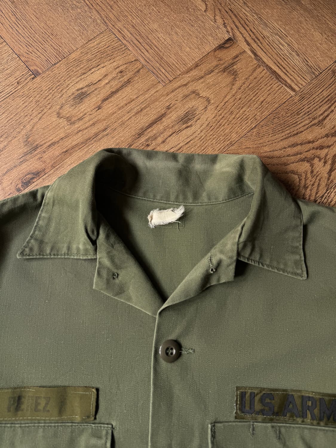 [M]70's 오리지널 U.S ARMY OG-507 페인팅 밀리터리 셔츠 상품이미지2