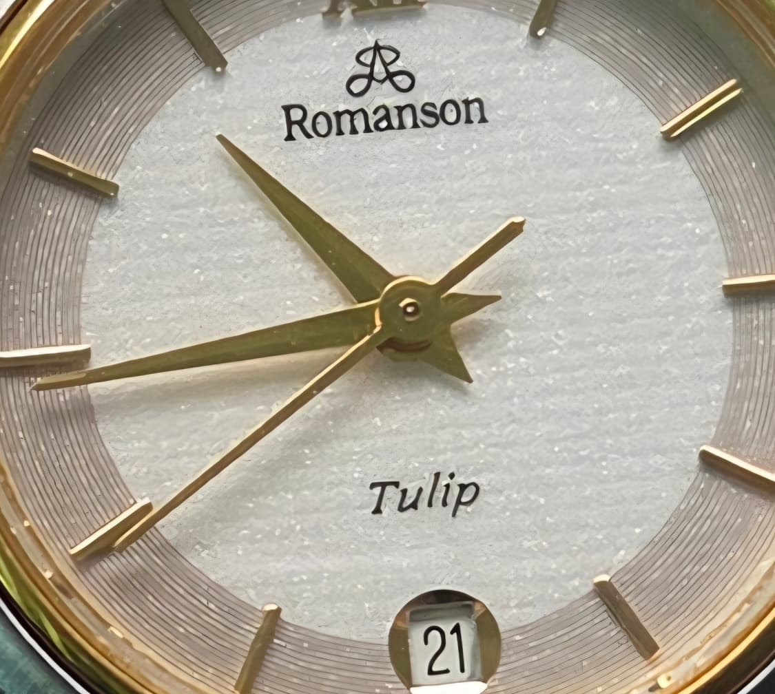 데드스탁] 빈티지 로만손 튤립 투톤 스파클 다이얼 칼침핸즈 쿼츠 여성용 상품이미지2