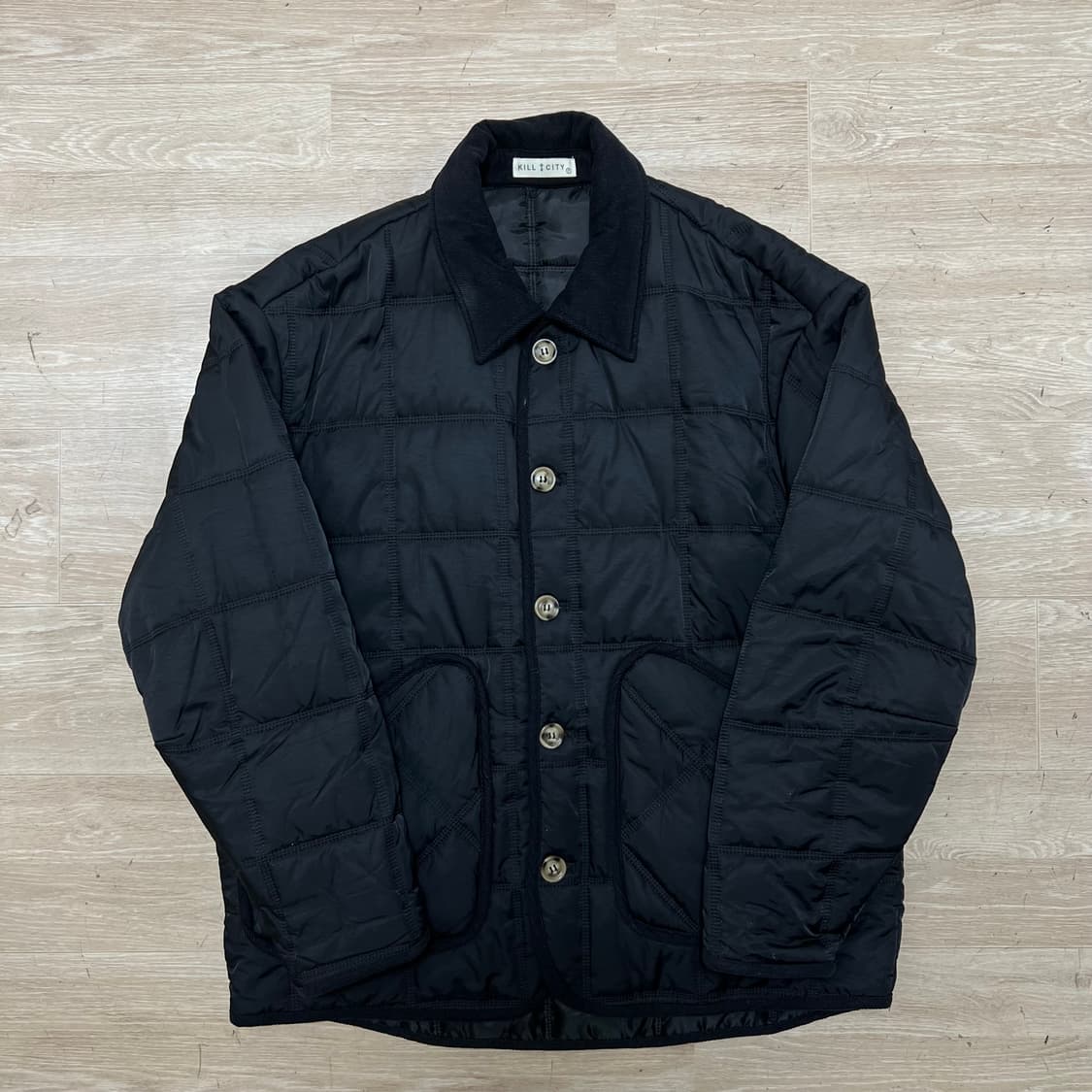 킬시티 코듀로이 카라 경량패딩 퀼팅점퍼 [블랙]  L/100 상품이미지1