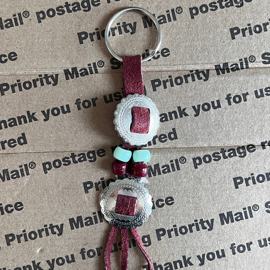 90s vtg Native Beads & Feather Keyring 상품이미지2