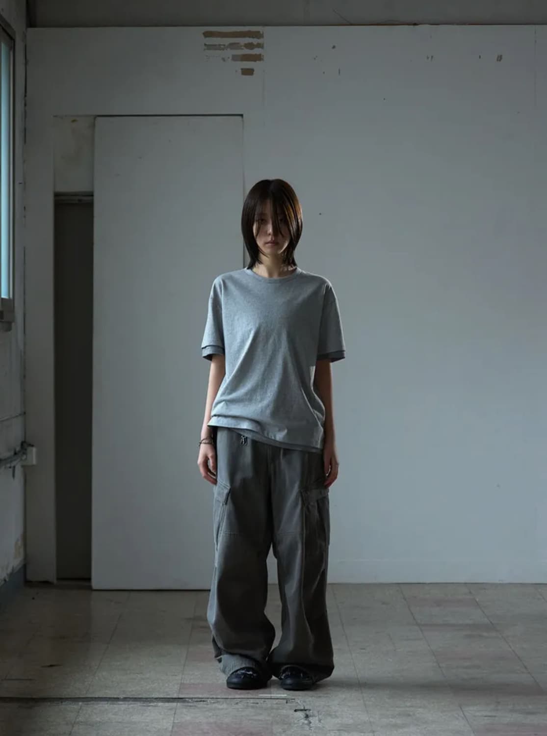 해칭룸) 회색 반팔 Two Face Stripe Tee Grey 상품이미지3
