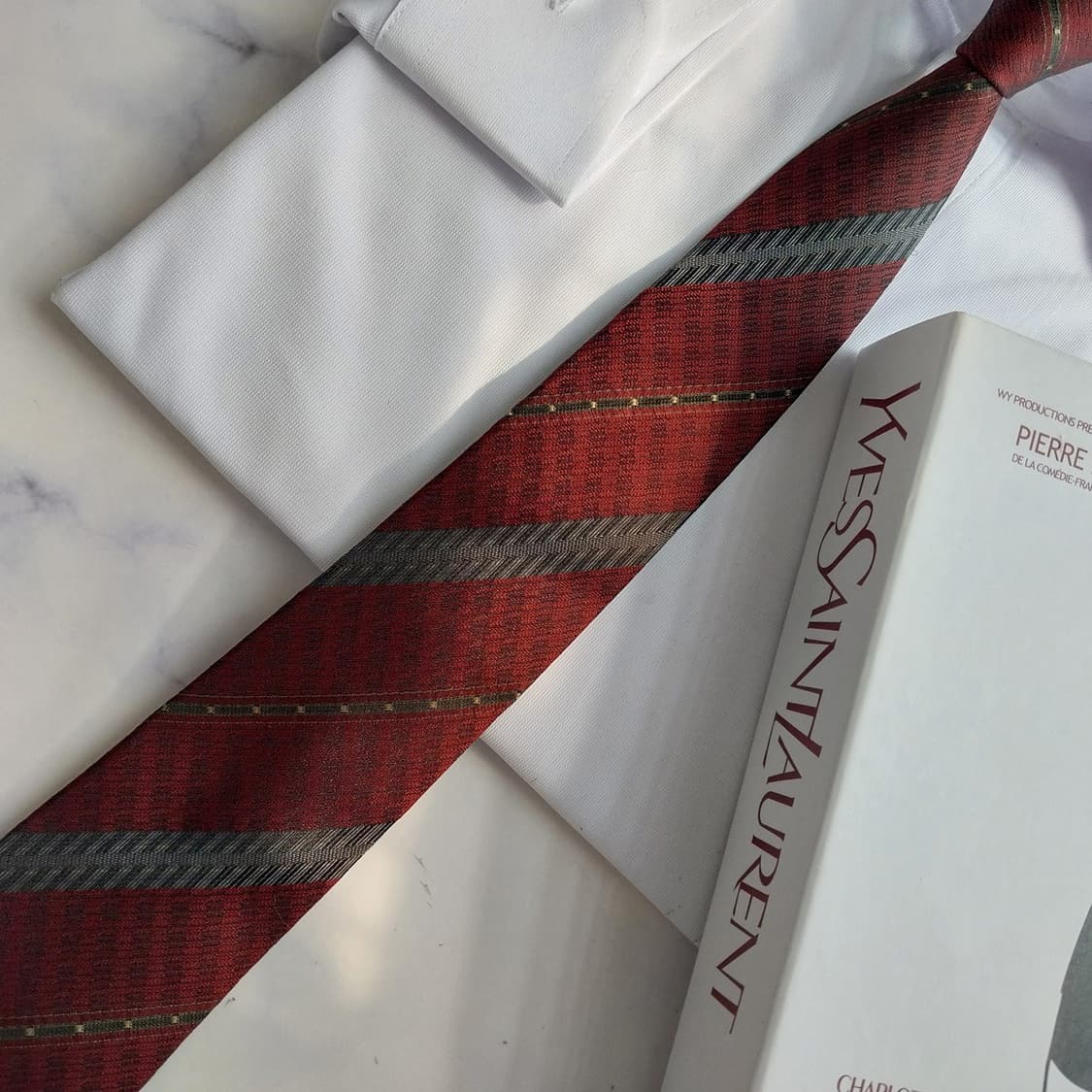 입생로랑 넥타이 와인 스트라이프 B등급 K2430
 상품이미지4