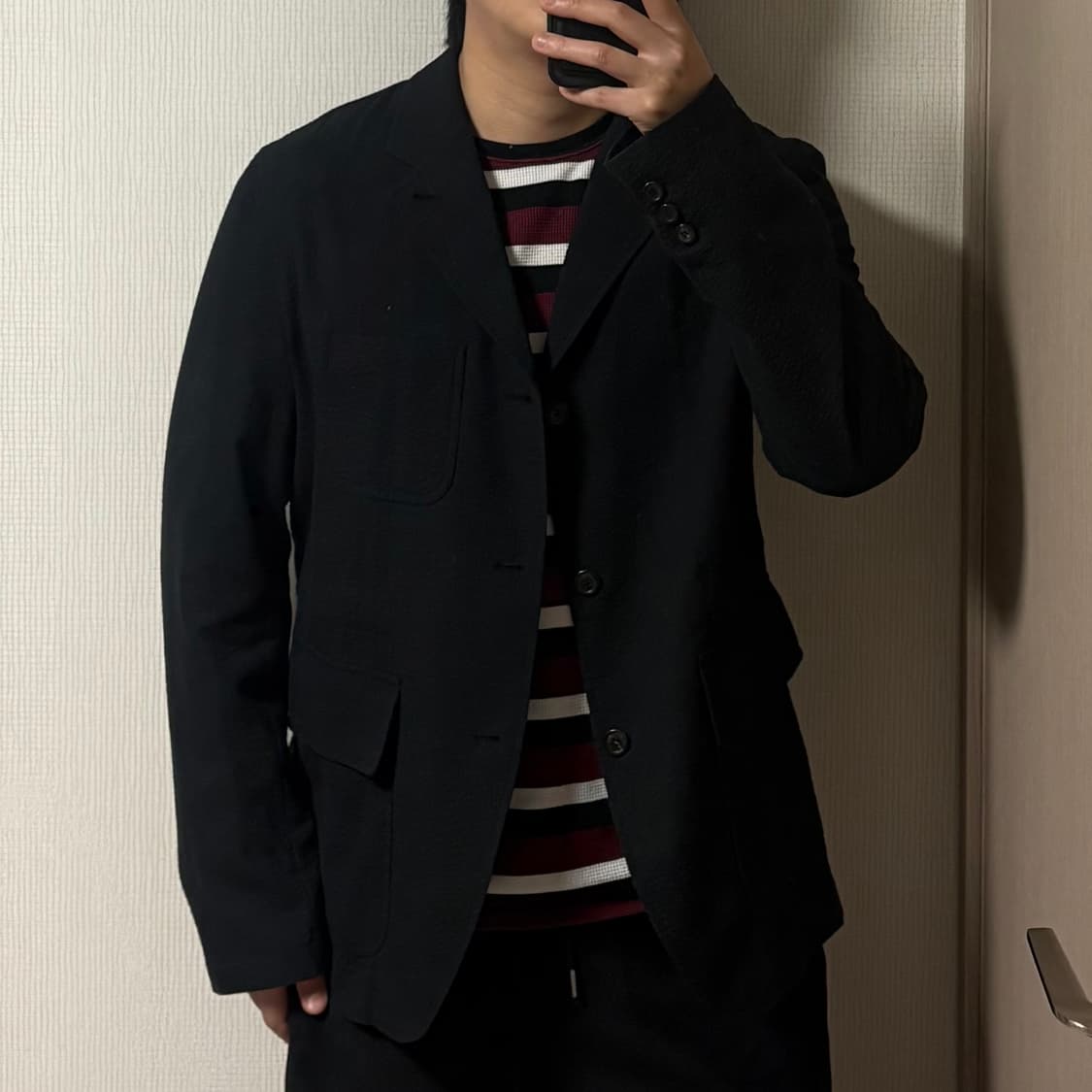 정품 비슬로우 시어서커 블랙 블레이저 자켓 상품이미지1