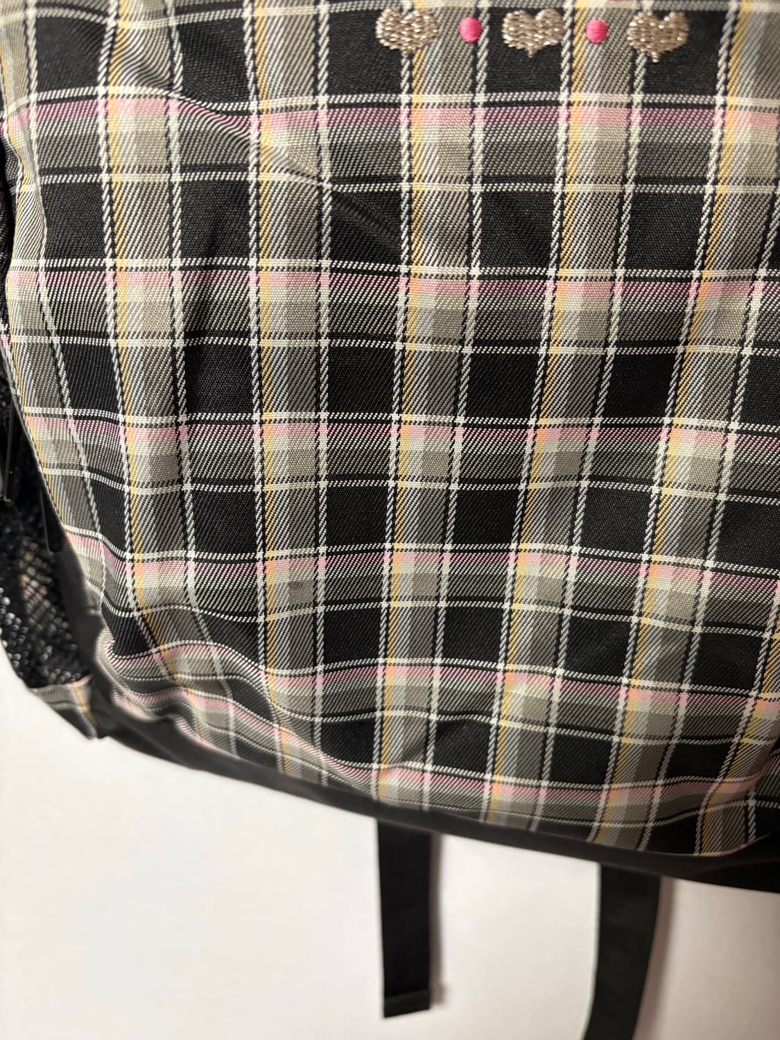 elle 엘르 일본 빈티지 체크 백팩 블랙 핑크 y2k 교복 모리걸 갸루 상품이미지2