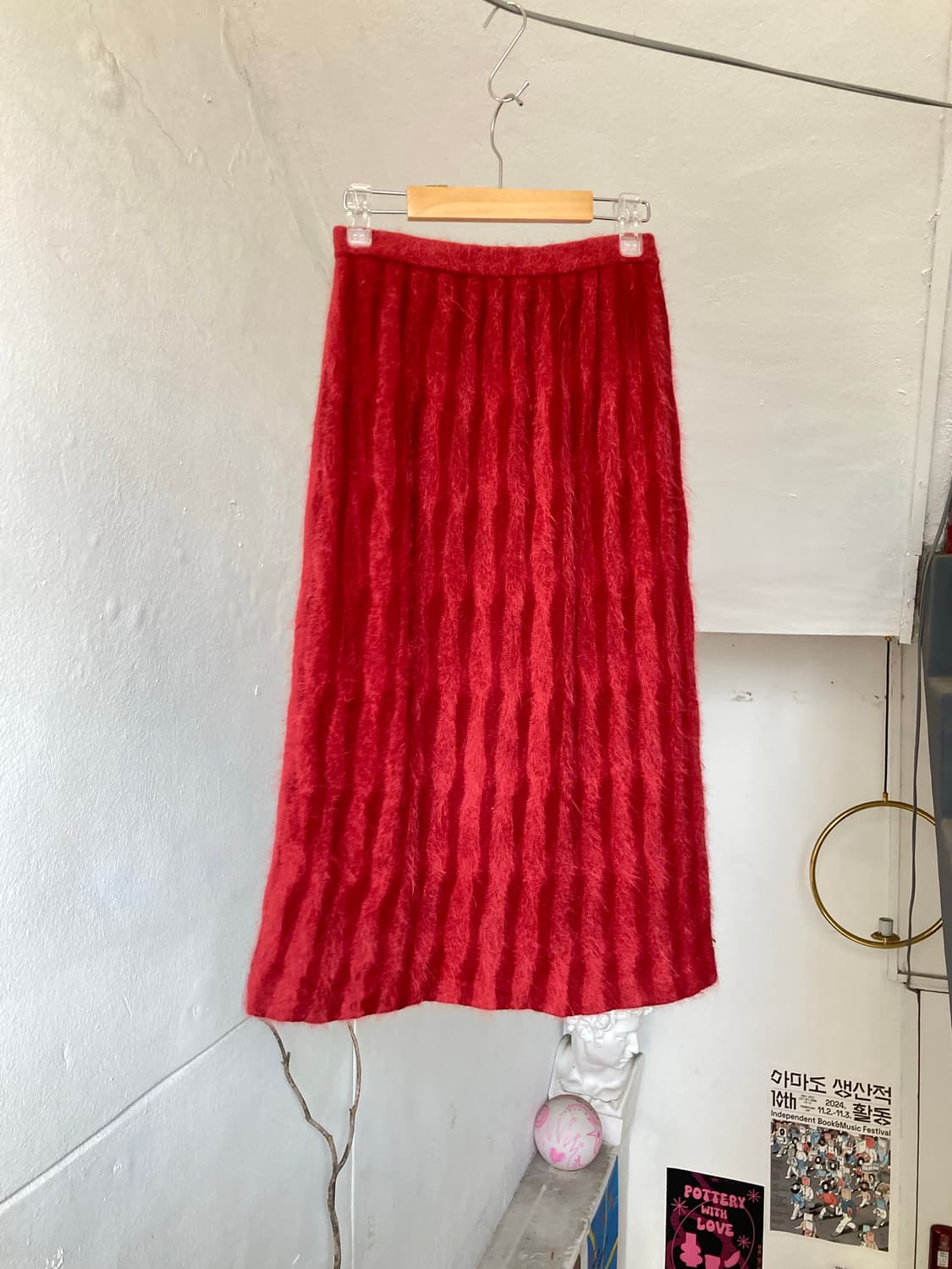 앙고라 스트라이프 미디 스커트 상품이미지5