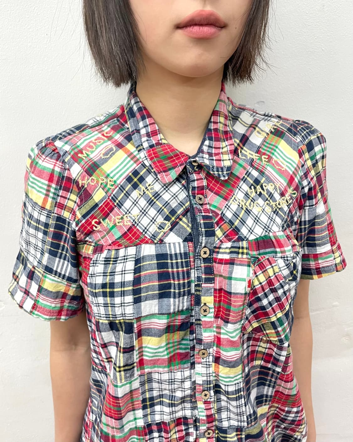  Patchwork Check Shoulder Dress 상품이미지4