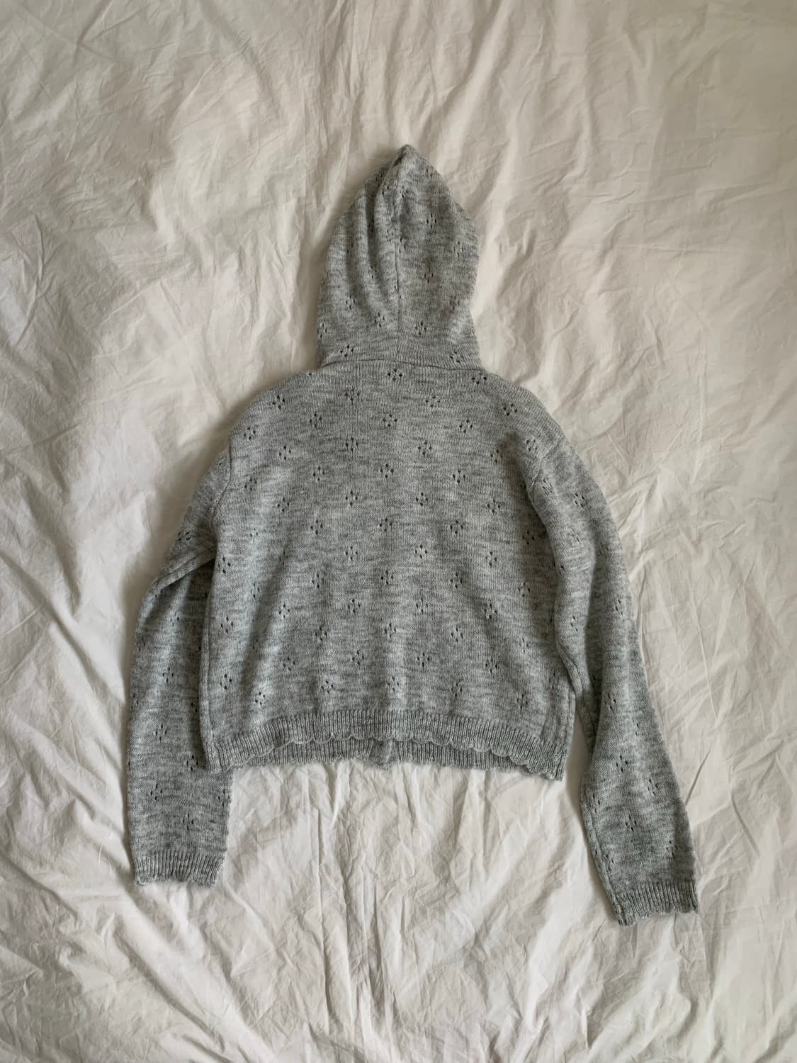 그레이 펀칭 니트 후디 상품이미지5