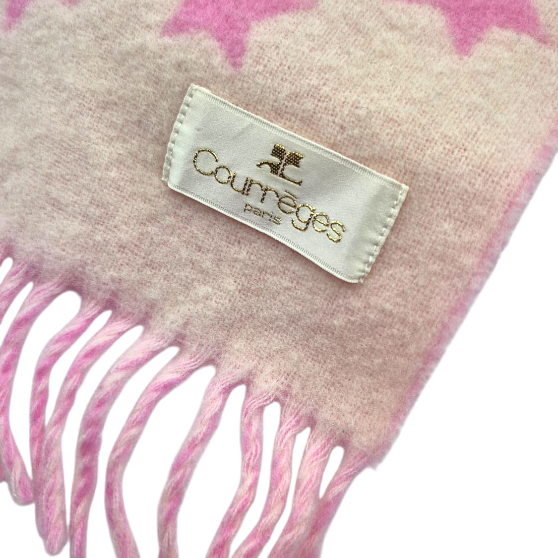 90s 꾸레쥬 핑크 스타 앙고라 울 머플러 상품이미지4