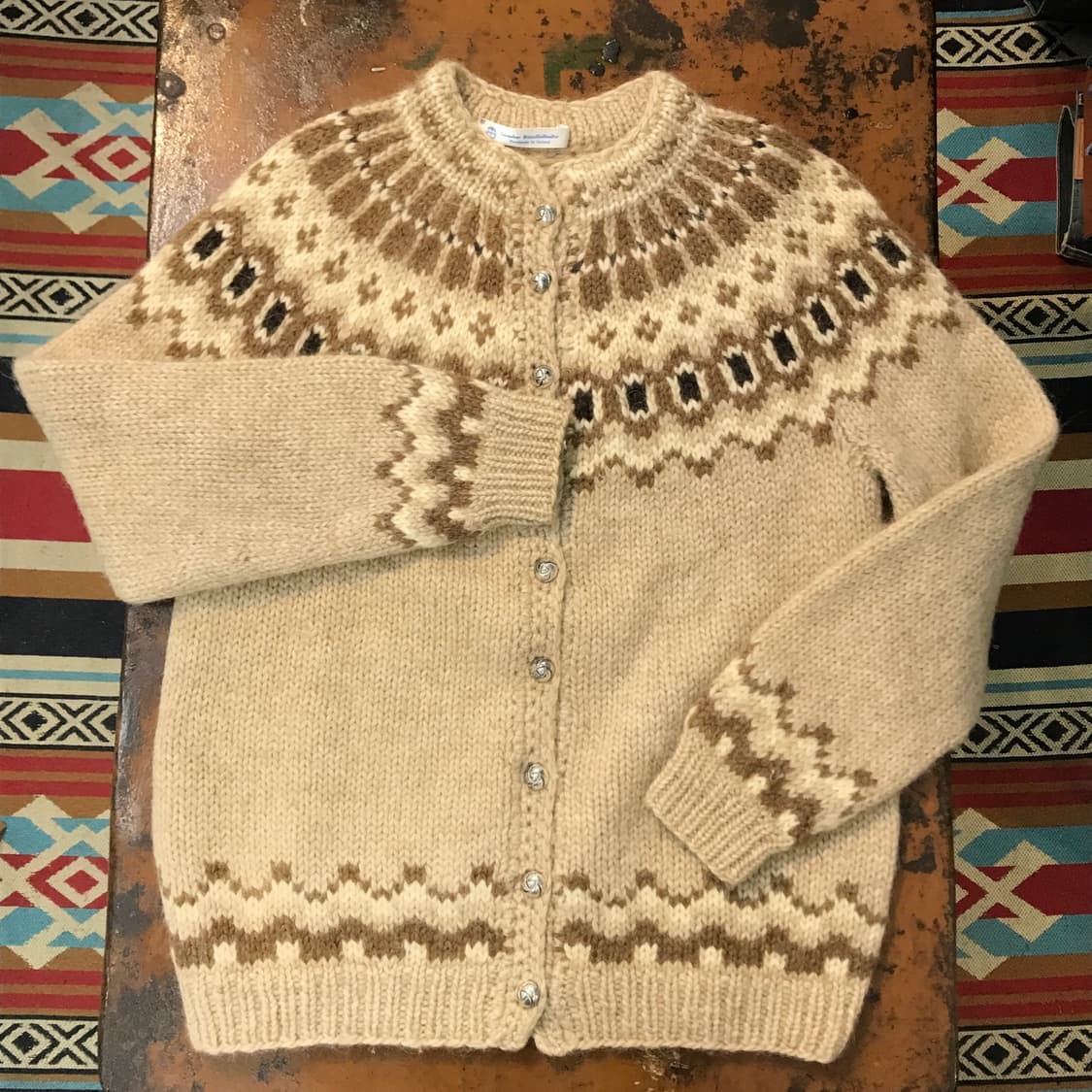 VTG 빈티지 노르딕 패턴 울 라운드넥 가디건 남성 105 여성 오버핏 상품이미지2