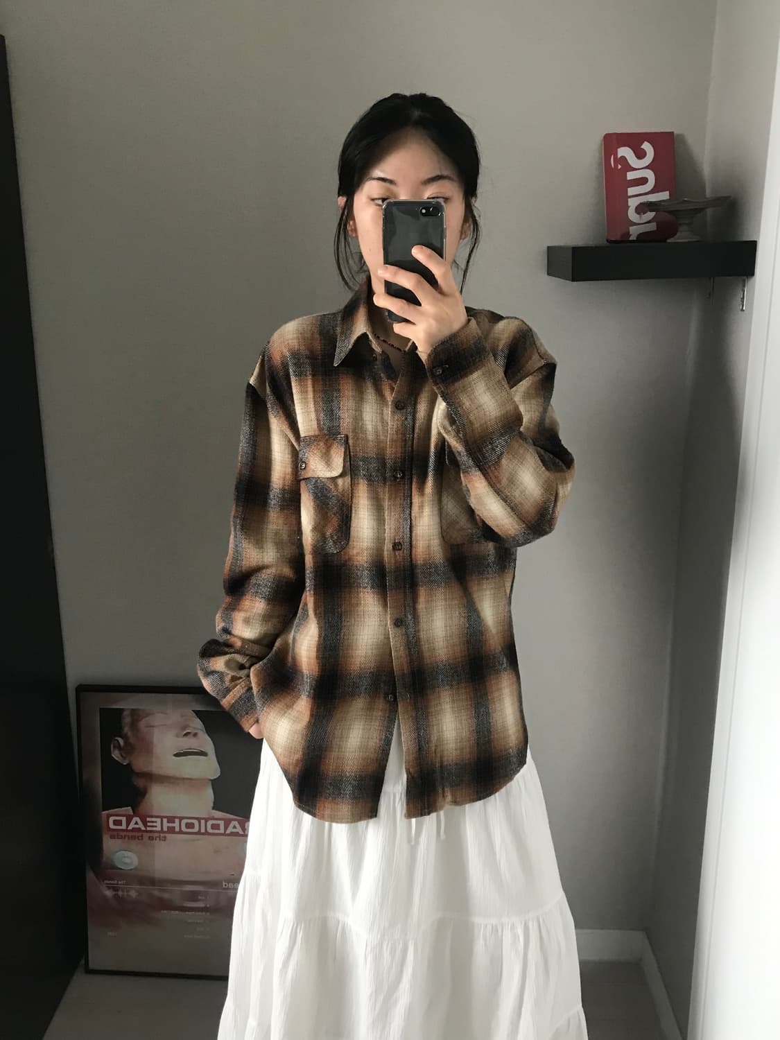 미스치프 올드스쿨 타단체크 포켓 셔츠 자켓 브라운 상품이미지1