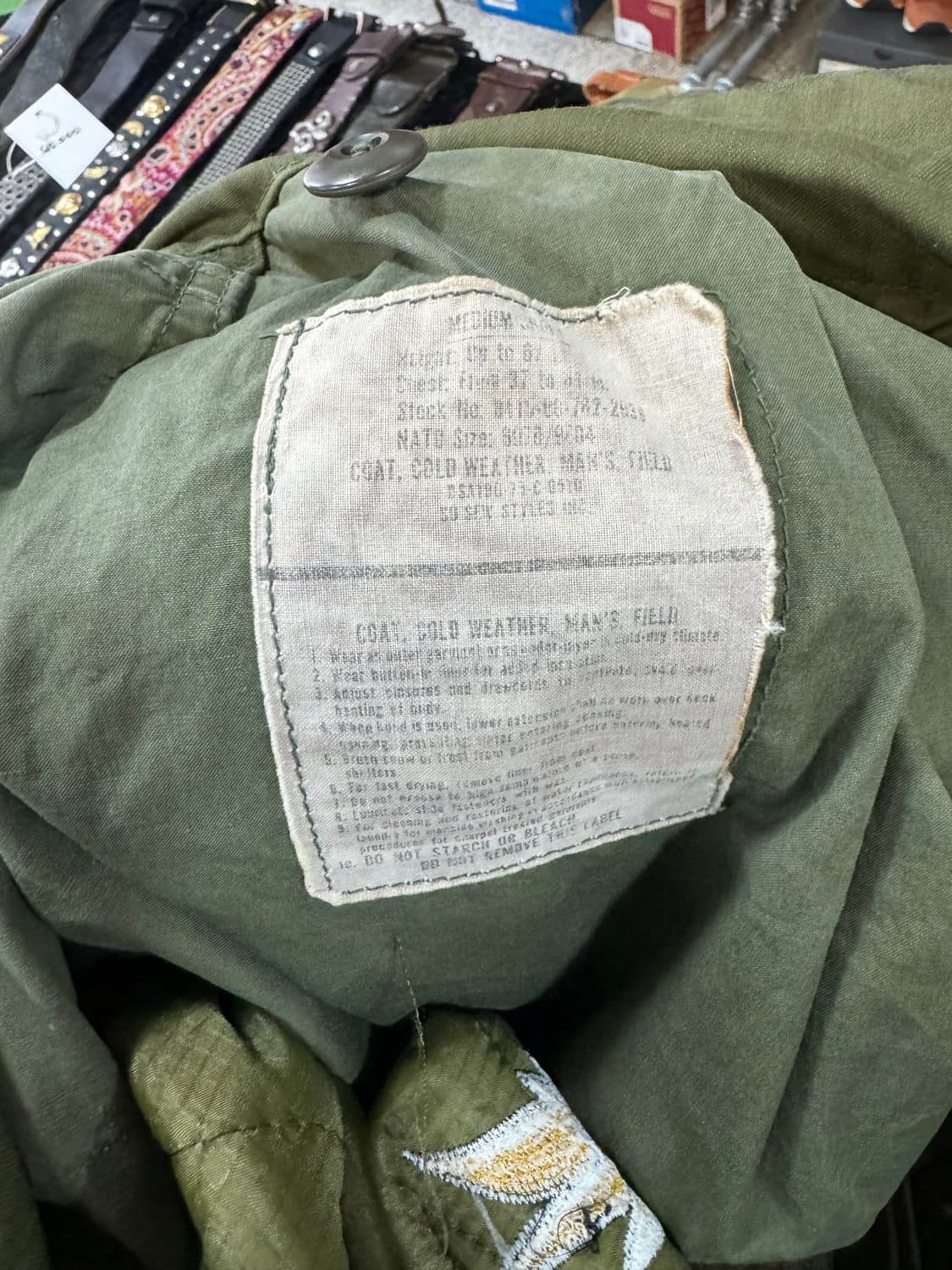 70s 미군 오리지널 m65 필드 자켓 3세대 내피 스카쟌 자수 상품이미지3