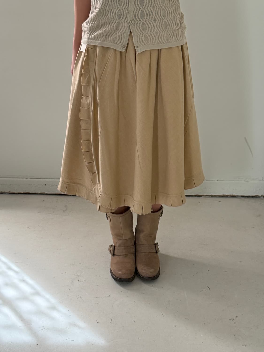 일본빈티지 Grand midi 베이지 랩스커트 상품이미지1