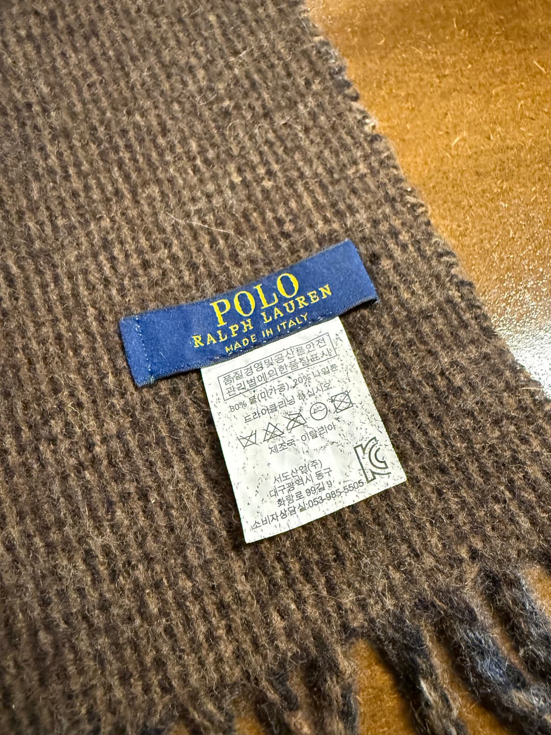 폴로랄프로렌 포니 자수 체크 울 머플러 브라운그레이 상품이미지5