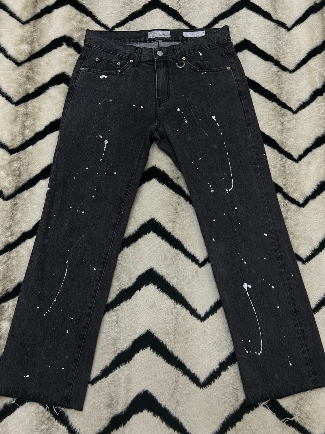 [32]토니웩 페인팅 Ankle 데님팬츠/흑청 상품이미지1