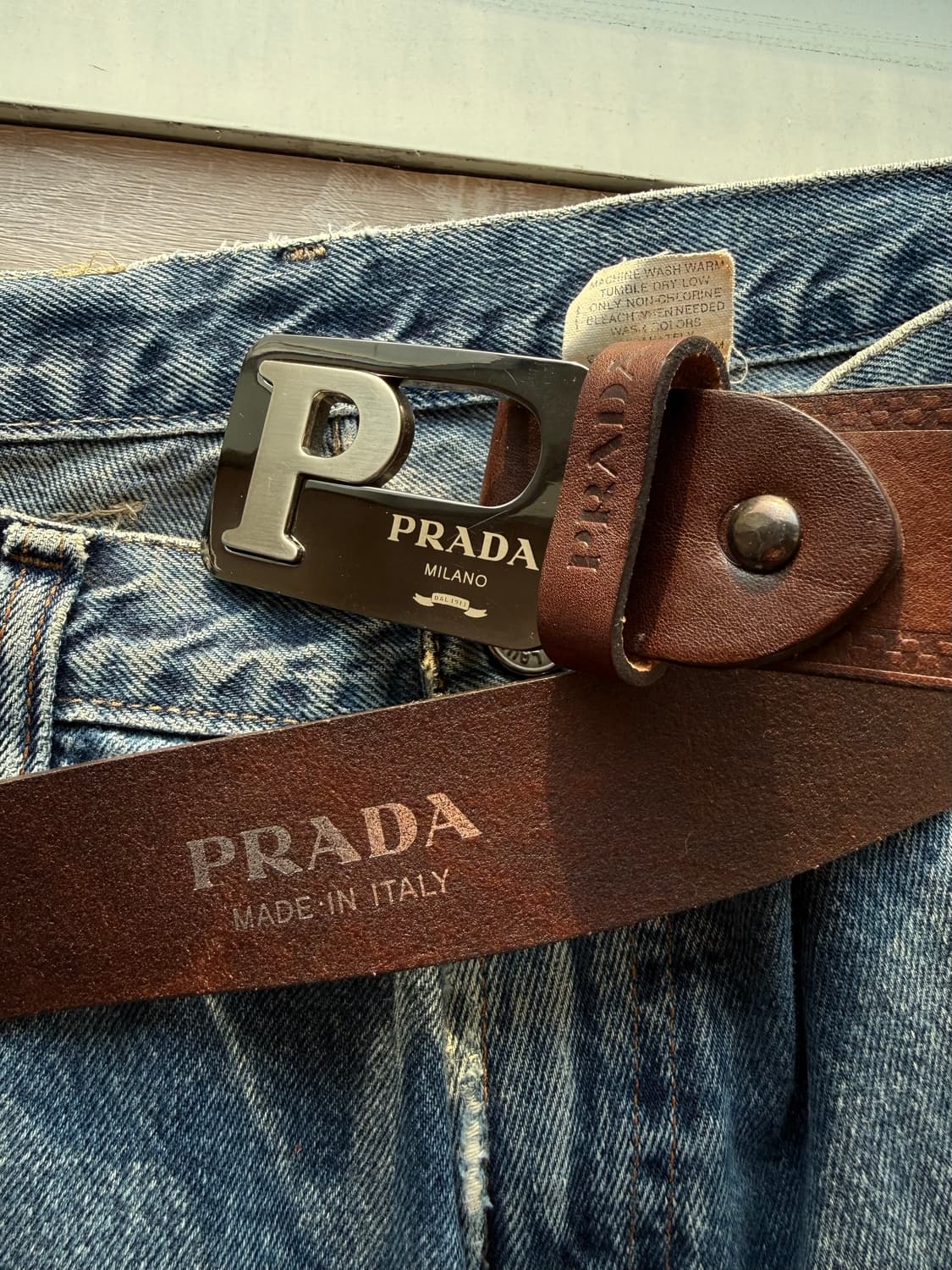 프라다 밀라노 브라운 레더 벨트 상품이미지3