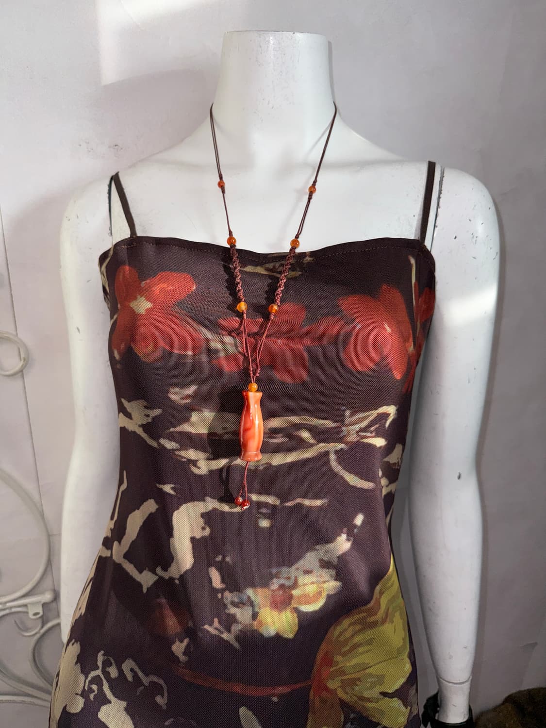 Brick orange marble beads necklace  상품이미지3