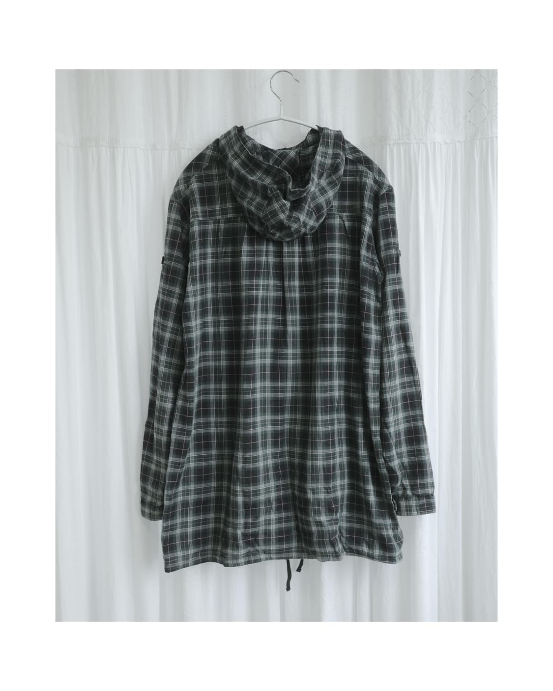 Green checkered hooded dress 상품이미지2