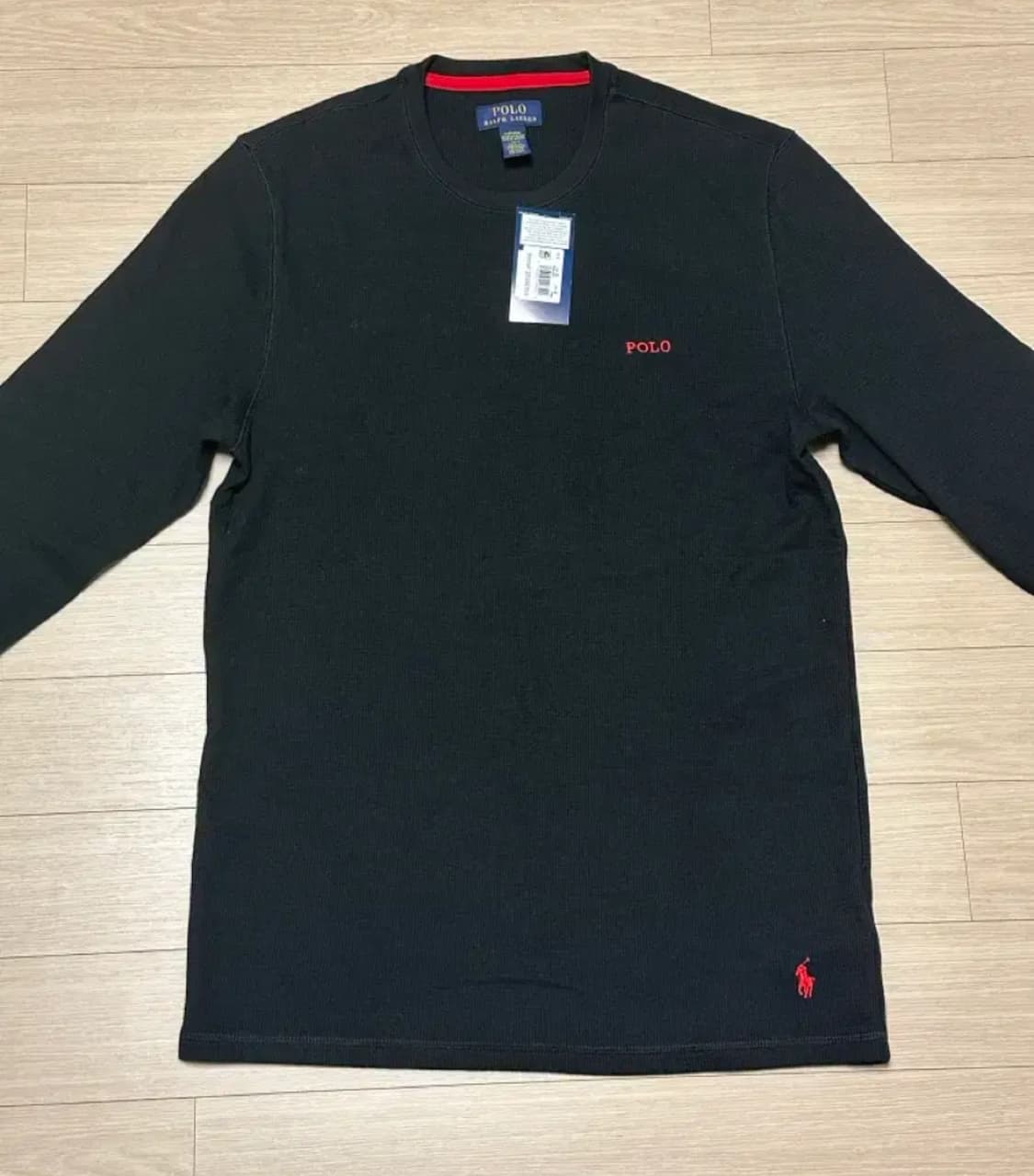 폴로 랄프로렌 와플 롱슬리브 블랙 상품이미지1