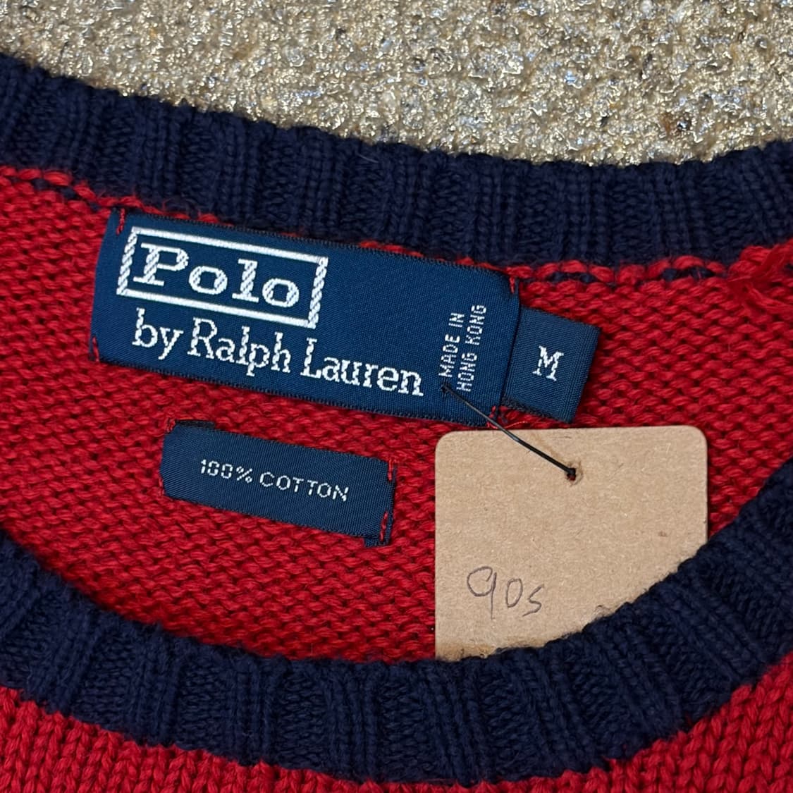 90s USA 빈티지 폴로랄프로렌 스트라이프 단가라 헤비코튼 니트  상품이미지5