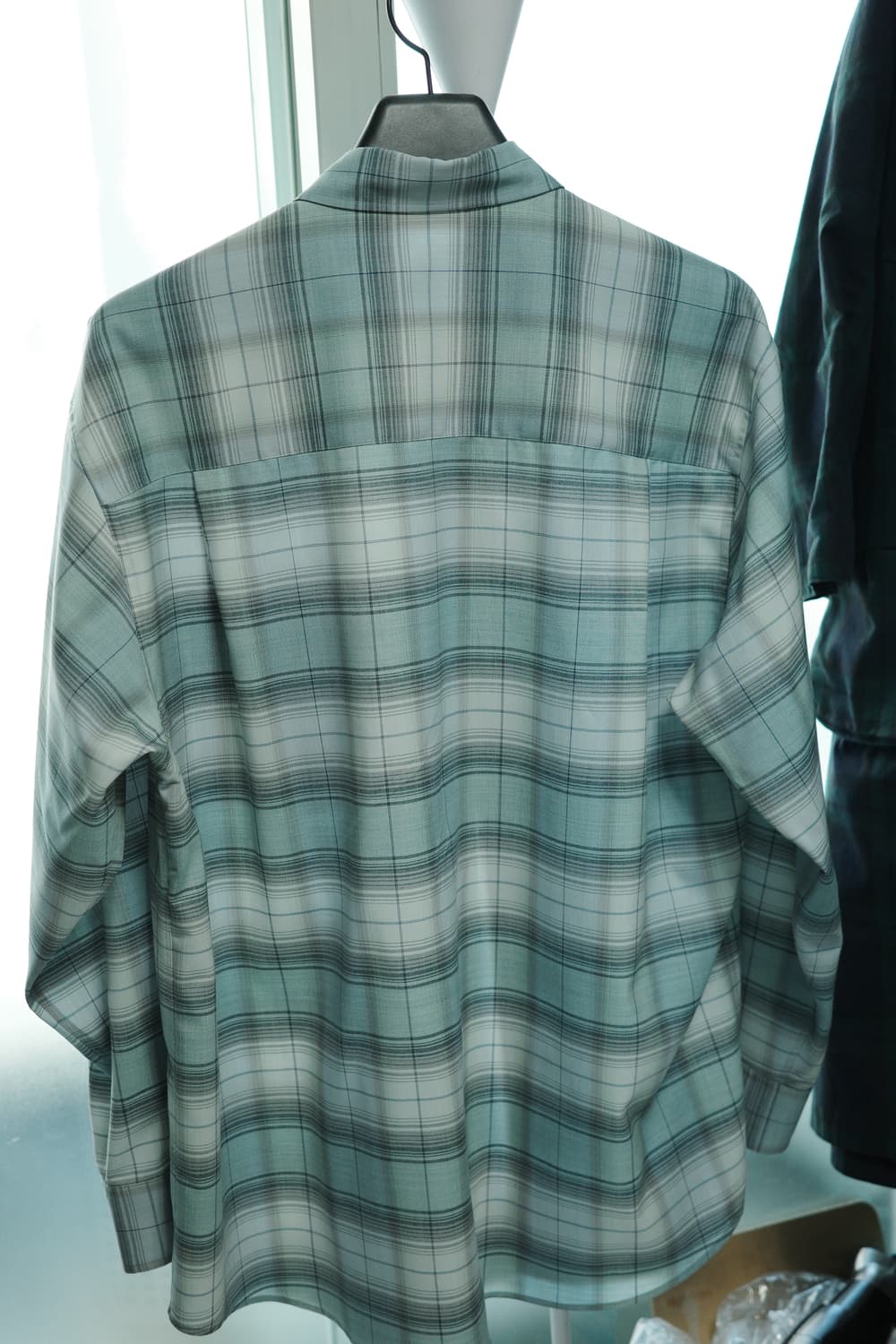 (4사이즈)오라리 슈퍼 라이트 울 체크 셔츠 블루 그린 상품이미지2