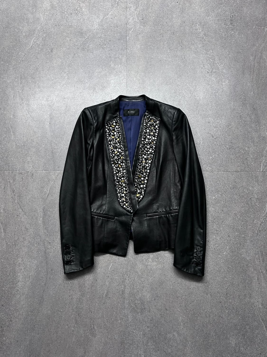 타임 스톤 큐빅 라펠 램스킨 자켓 상품이미지1