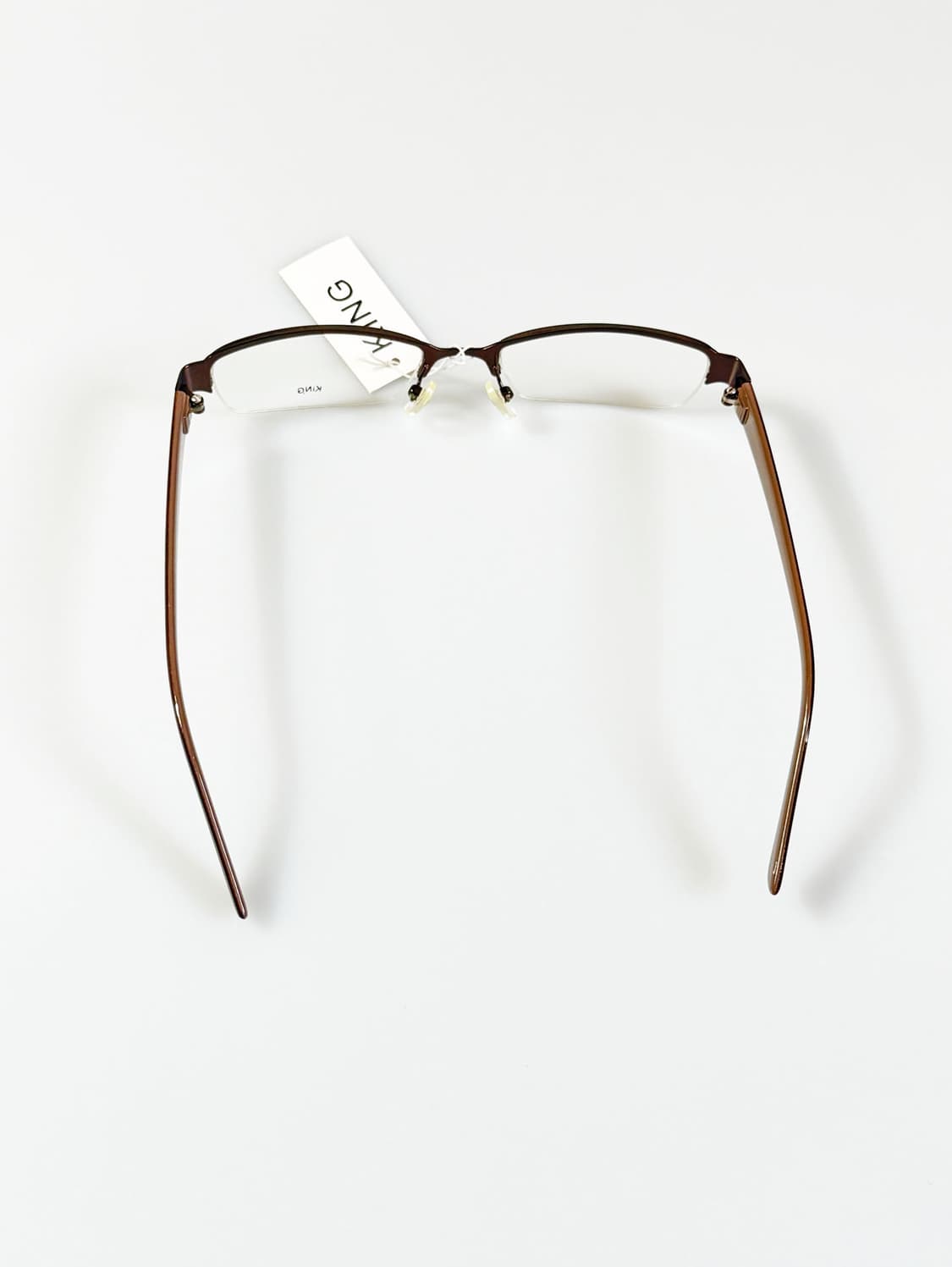 90s KING 브라운 메탈 반무테 프레임 빈티지 안경 상품이미지5