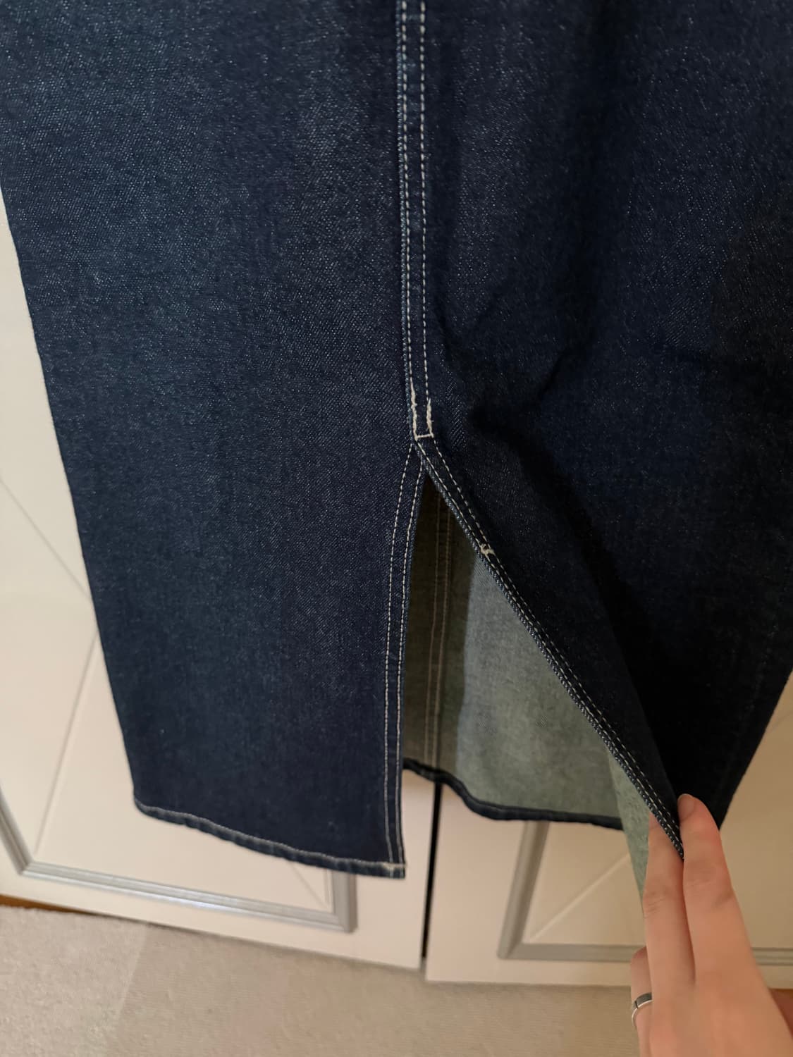 여행룩 휴양지룩)ZARA 앞트임 데님 롱스커트 상품이미지2