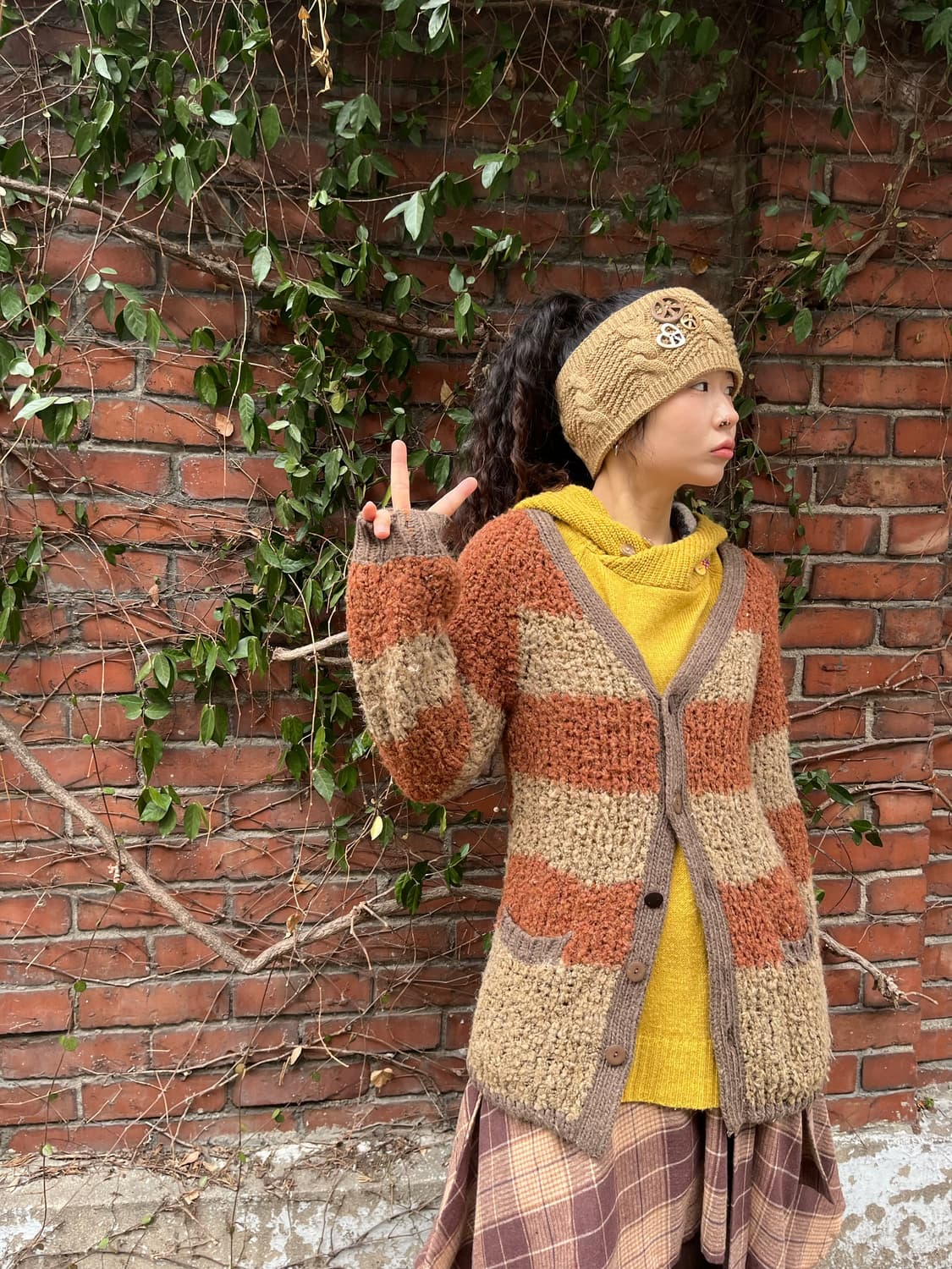 일본 빈티지무드 줄무늬 니트 가디건 상품이미지1