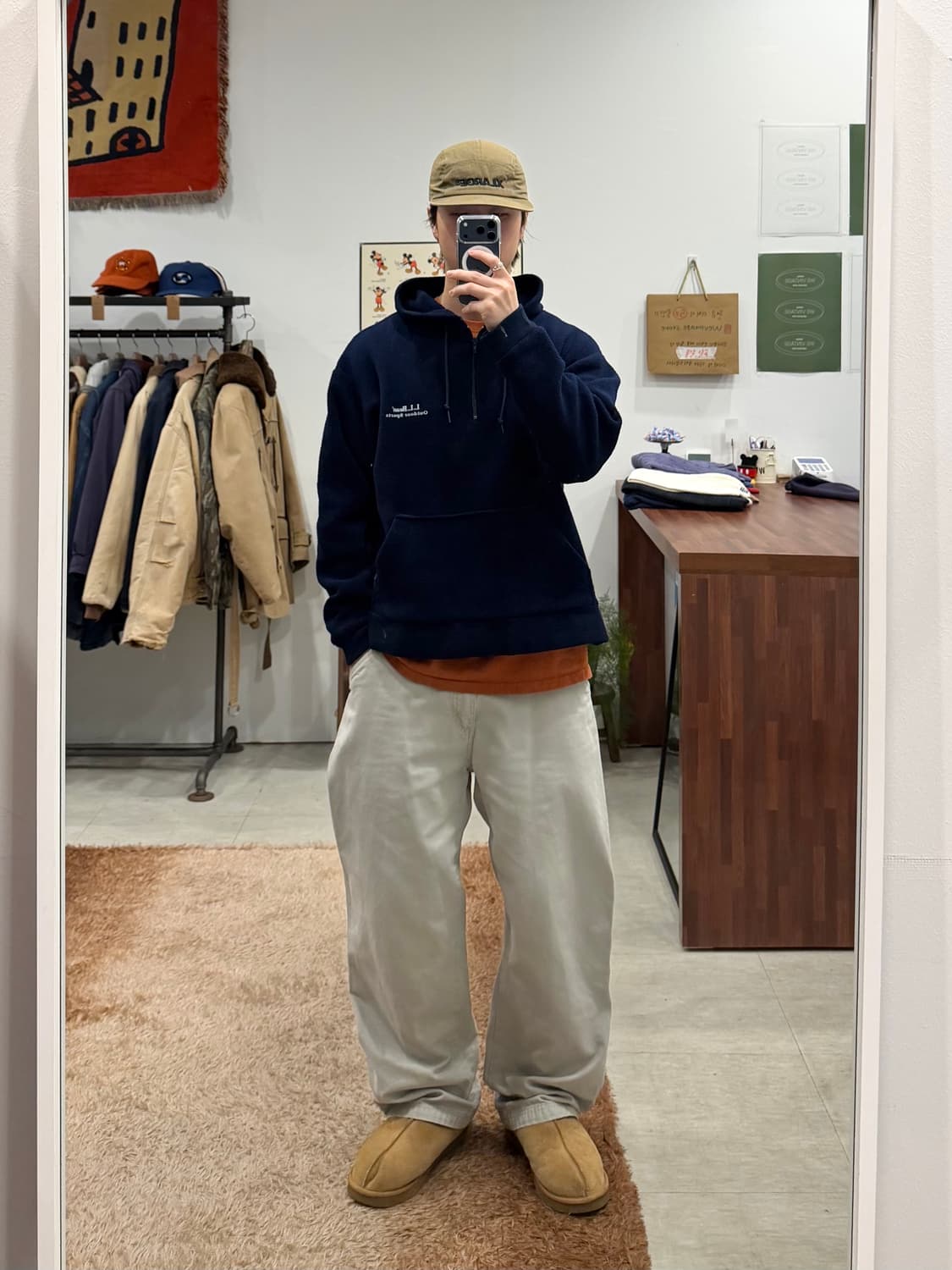 90s L.L.Bean 엘엘빈 하프넥 쿼터 집업 플리스 후드 (USA) 상품이미지2