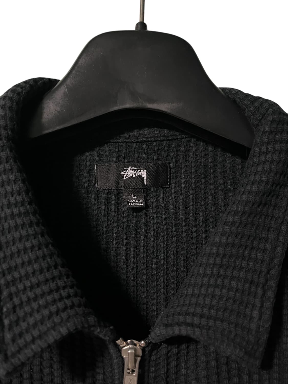 [L] 스투시 크라운 와플 집업 가디건 블랙 상품이미지4