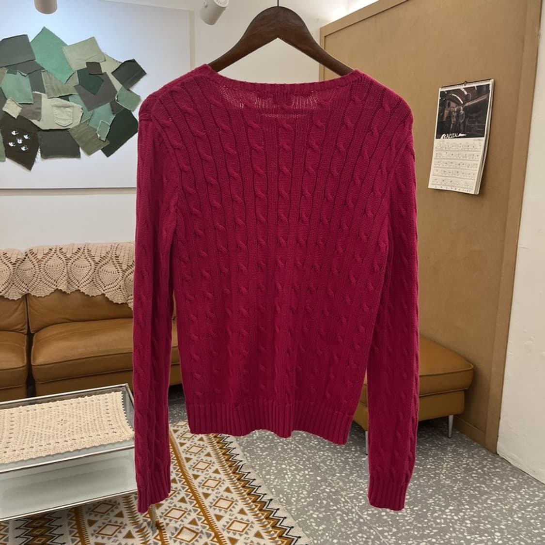 폴로 랄프로렌 Y2K 레트로 핫핑크 꽈배기 케이블 니트 M C10679 상품이미지4